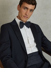 Reiss Navy Parma Silk Blend Pleated Cummerbund - Image 2 of 4