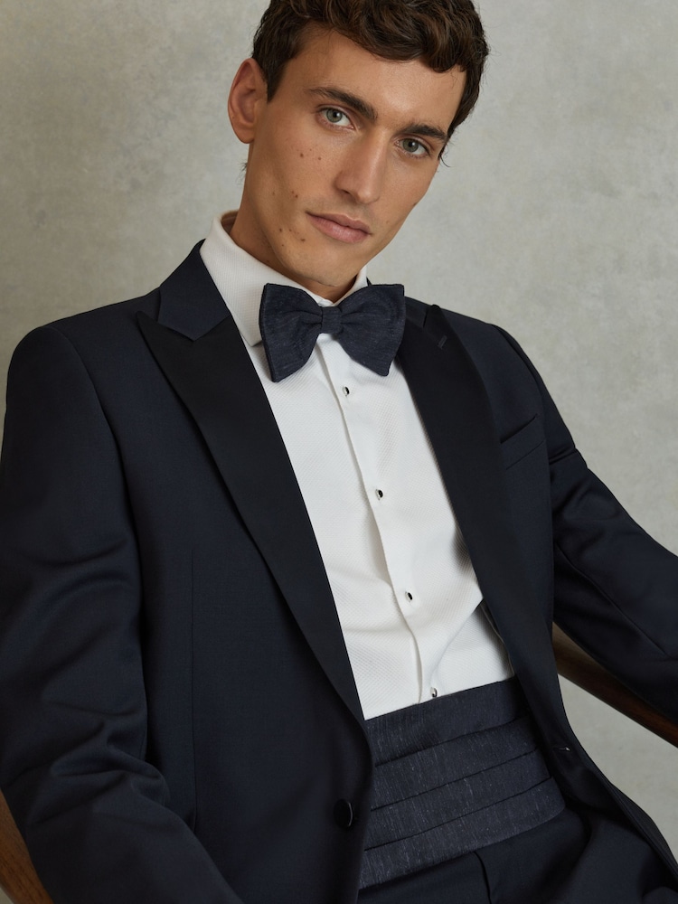 Reiss Navy Parma Silk Blend Pleated Cummerbund - Image 2 of 4