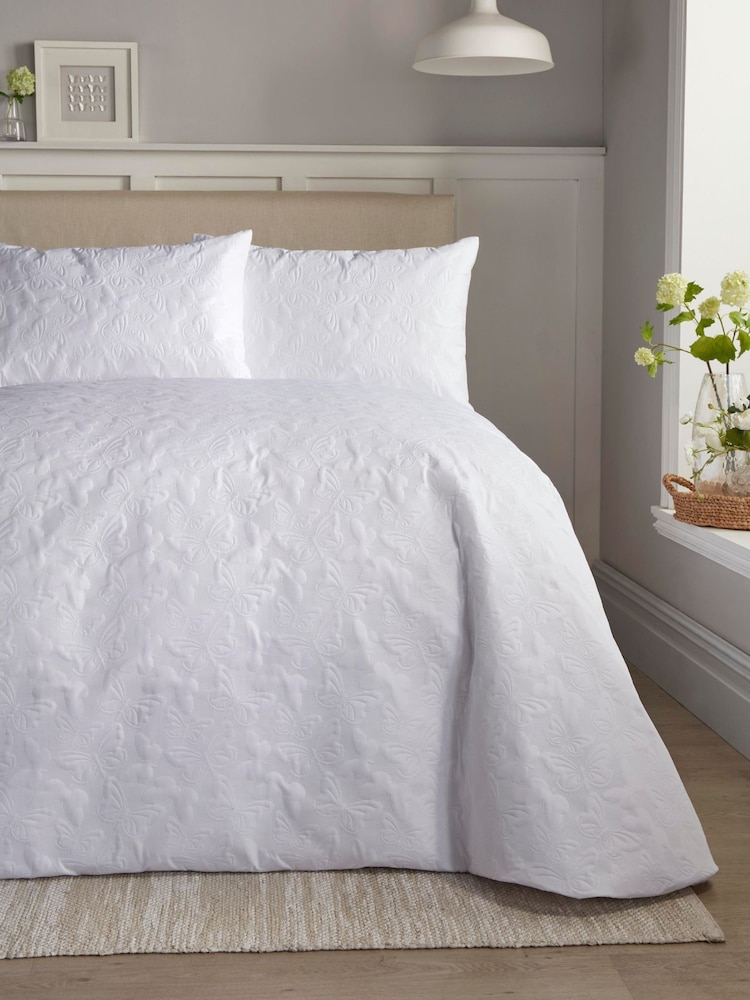 Serene White Butterfly Garden Duvet Cover Set - Image 1 of 1