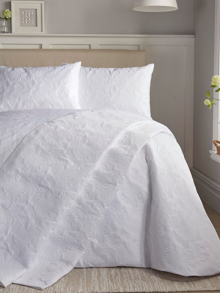 Serene White Butterfly Garden Duvet Cover Set - Image 2 of 4