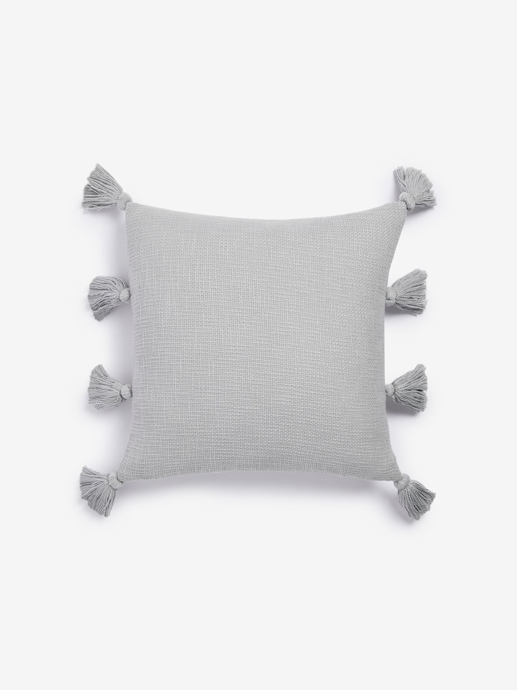 Grey 43 x 43cm Sahara Tassel Cushion - Image 2 of 4