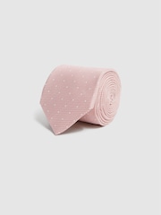 Corbata de seda con estampado de lunares Liam de Reiss - Imagen 3 de 5