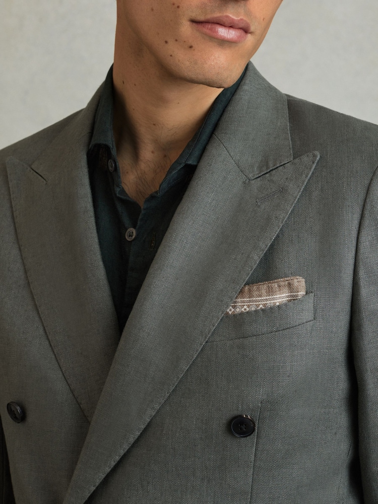 Reiss Brown Melange Cataldo Silk Reversible Pocket Square - Image 2 of 5