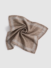 Reiss Brown Melange Cataldo Silk Reversible Pocket Square - Image 5 of 5