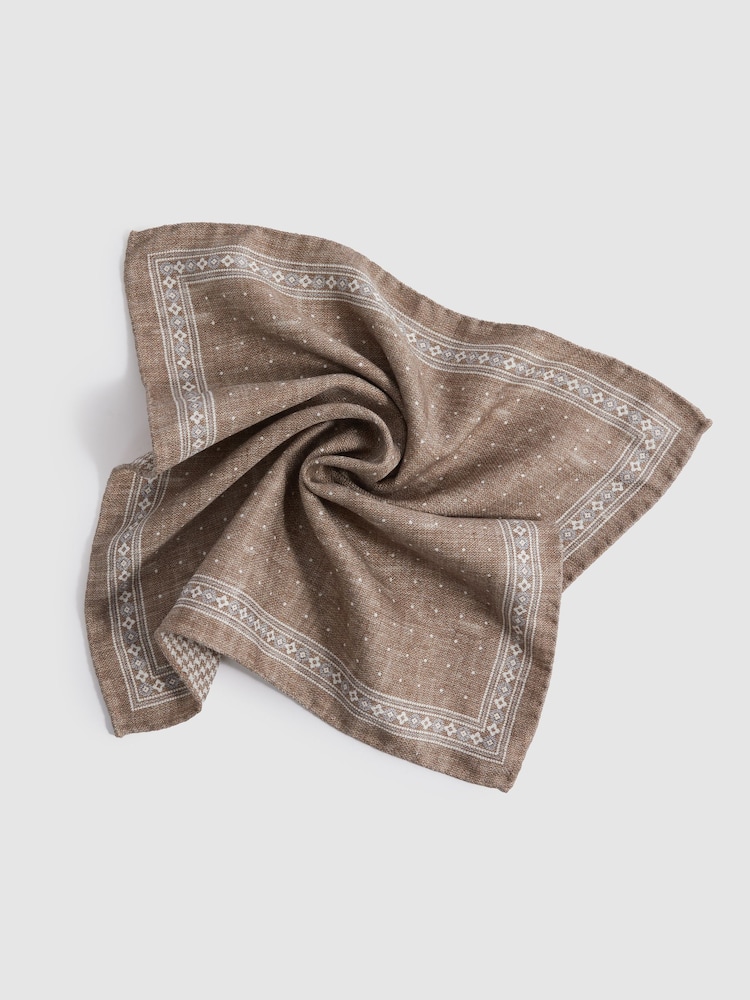 Reiss Brown Melange Cataldo Silk Reversible Pocket Square - Image 5 of 5