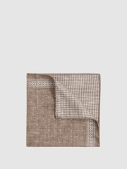 Reiss Brown Melange Cataldo Silk Reversible Pocket Square - Image 7 of 7