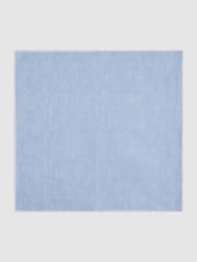 Reiss Sky Blue Melange Siracusa Linen Contrast Trim Pocket Square - Image 4 of 5