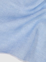 Reiss Sky Blue Melange Siracusa Linen Contrast Trim Pocket Square - Image 5 of 5