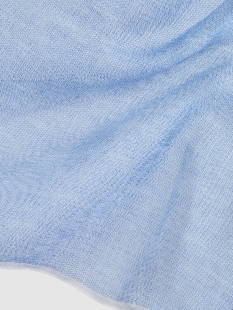 Reiss Sky Blue Melange Siracusa Linen Contrast Trim Pocket Square - Image 5 of 5