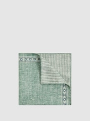 Reiss Pistachio Melange Cataldo Silk Reversible Pocket Square - Image 1 of 5