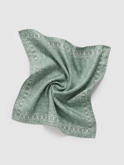 Reiss Pistachio Melange Cataldo Silk Reversible Pocket Square - Image 5 of 5