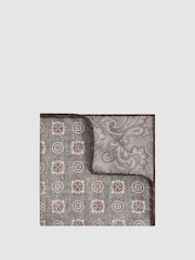 Reiss Sage Melange Tindari Silk Reversible Pocket Square - Image 1 of 5