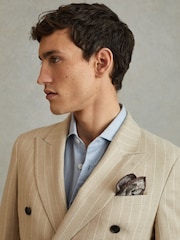 Reiss Sage Melange Tindari Silk Reversible Pocket Square - Image 2 of 5