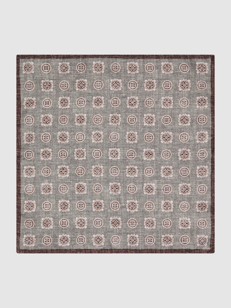 Reiss Sage Melange Tindari Silk Reversible Pocket Square - Image 7 of 7