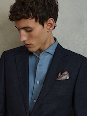 Reiss Grey Melange Tindari Silk Reversible Pocket Square - Image 2 of 5
