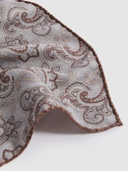 Reiss Grey Melange Tindari Silk Reversible Pocket Square - Image 4 of 5