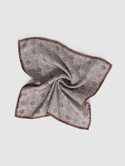 Reiss Grey Melange Tindari Silk Reversible Pocket Square - Image 5 of 5