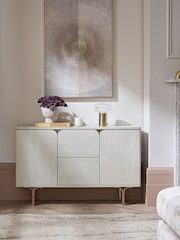 Light Evie Oak Effect Space Saving Large Slim Sideboard - Image 1 of 12