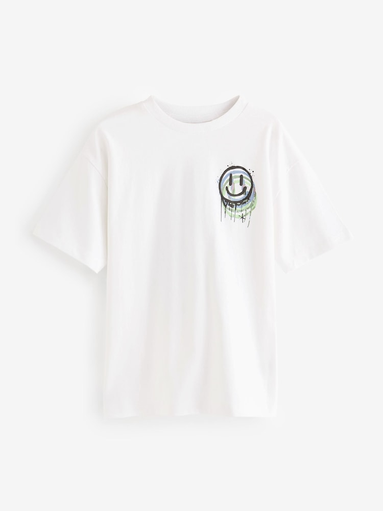 White Smile Back Print Relaxed Fit Short Sleeve Graphic T-Shirt (3-16yrs) - Image 1 of 3 White Smile Back Print Relaxed Fit Short Sleeve Graphic T-Shirt (3-16yrs) - Image 1 of 3