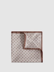 Reiss Oatmeal Melange Vecchia Silk Polka Dot Pocket Square - Image 1 of 5