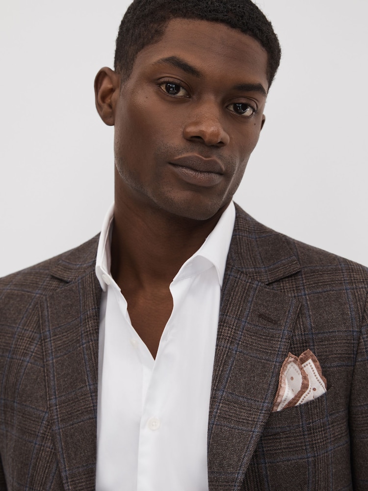 Reiss Oatmeal Melange Vecchia Silk Polka Dot Pocket Square - Image 2 of 5 Reiss Oatmeal Melange Vecchia Silk Polka Dot Pocket Square - Image 2 of 5