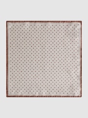 Reiss Oatmeal Melange Vecchia Silk Polka Dot Pocket Square - Image 3 of 5