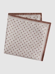Reiss Oatmeal Melange Vecchia Silk Polka Dot Pocket Square - Image 4 of 5