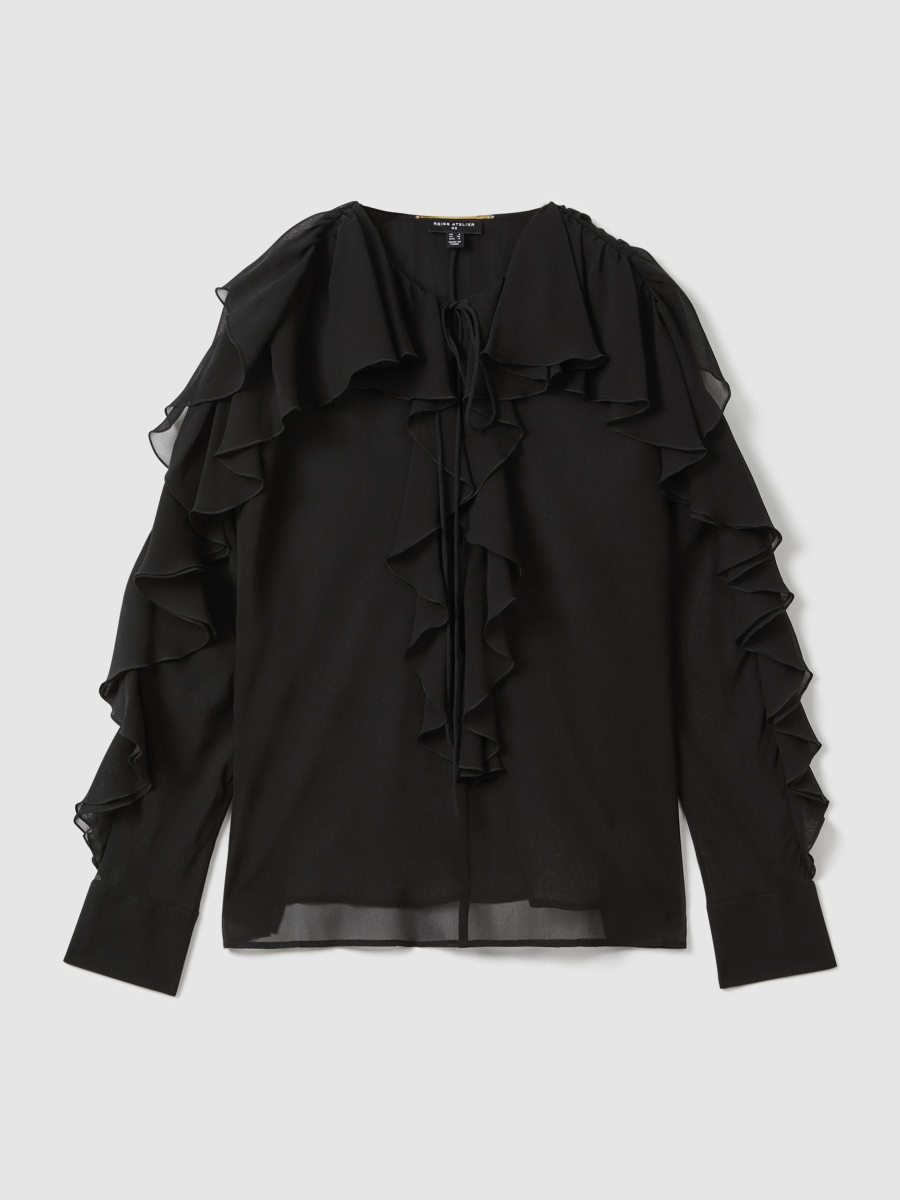black ruffle blouse uk