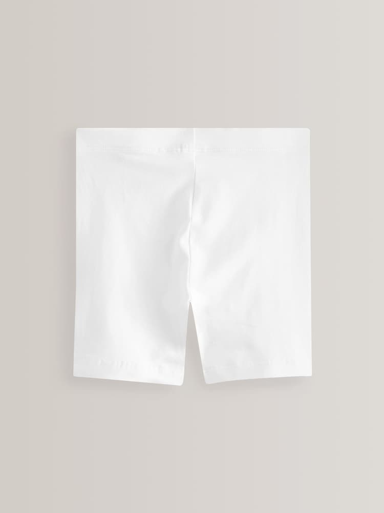 White Regular Length 2 Pack Cotton Rich Stretch Cycle Shorts (3-16yrs) - Image 3 of 4
