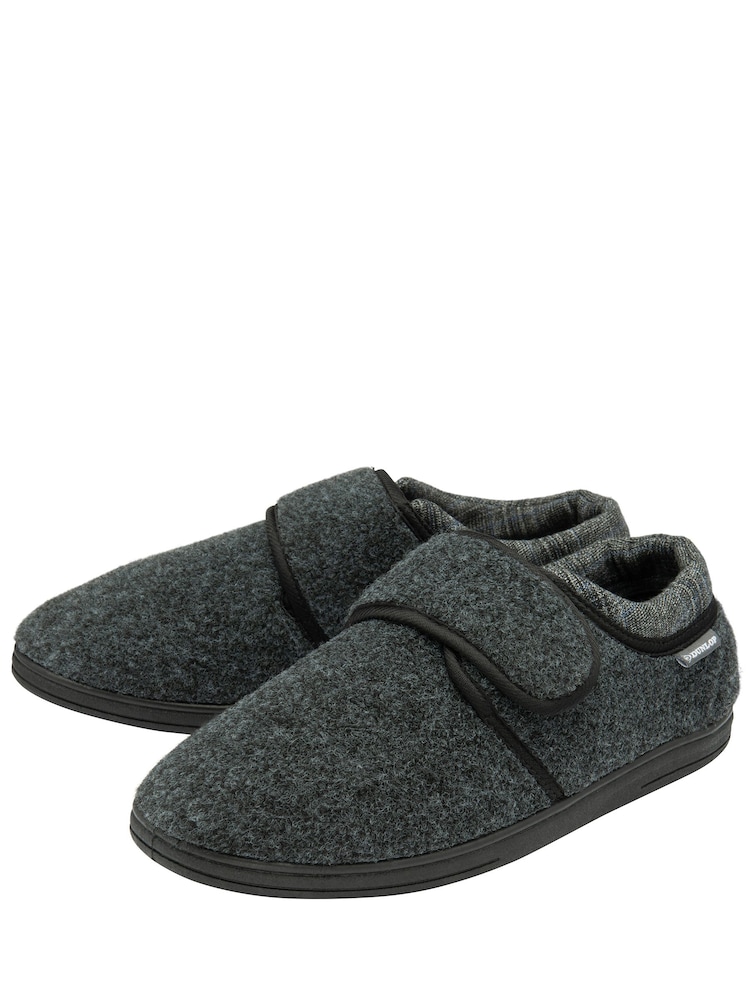 Dunlop Grey Touch Fastening Full Mens Slippers - Image 2 of 4