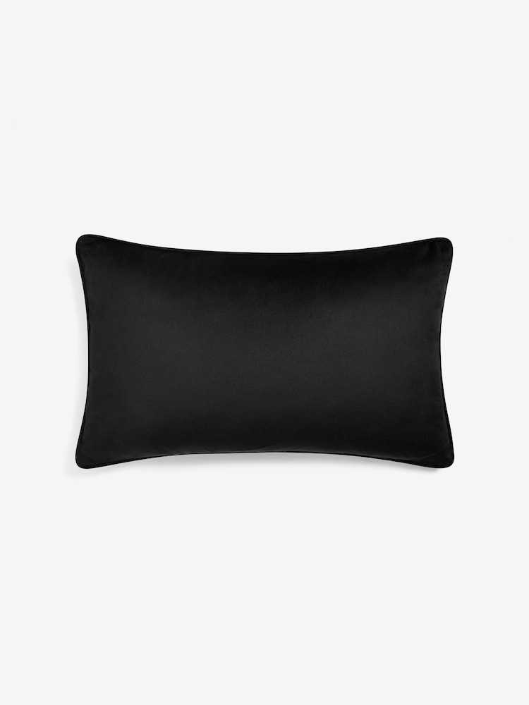 Black 40 x 59cm Matte Velvet Cushion - Image 2 of 5 Black 40 x 59cm Matte Velvet Cushion - Image 2 of 5