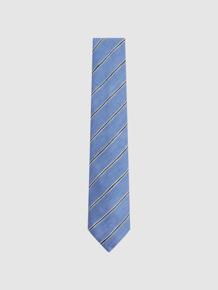 Reiss Sky Blue Ravenna Silk Blend Textured Tie - Image 1 of 5 Reiss Sky Blue Ravenna Silk Blend Textured Tie - Image 1 of 5