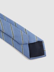 Reiss Sky Blue Ravenna Silk Blend Textured Tie - Image 4 of 5