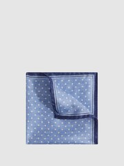Reiss Sky Blue Vecchia Silk Polka Dot Pocket Square - Image 1 of 5
