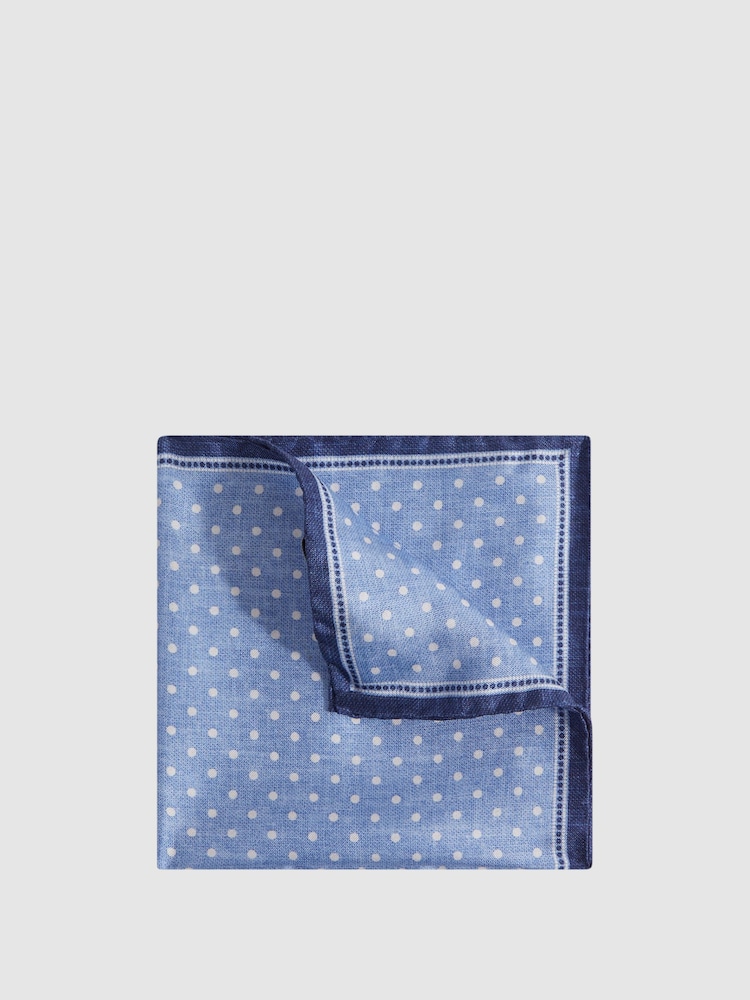 Reiss Sky Blue Vecchia Silk Polka Dot Pocket Square - Image 1 of 5