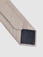 Reiss Oatmeal Apollinare Silk Blend Floral Print Tie - Image 4 of 5