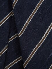 Reiss Navy Ravenna Silk Blend Textured Tie - Image 5 of 5