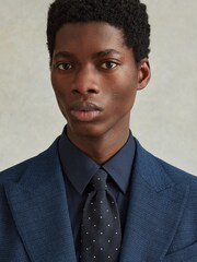 Reiss Navy Lorenzo Silk Blend Textured Polka Dot Tie - Image 2 of 5
