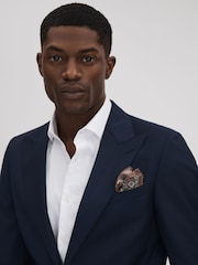 Reiss Tobacco Rocco Silk Medallion Print Pocket Square - Image 2 of 4