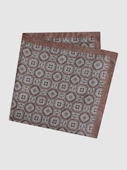 Reiss Tobacco Rocco Silk Medallion Print Pocket Square - Image 3 of 4