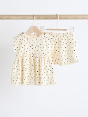 White Spot Baby Peplum Rib Top and Shorts 2 Piece Set - Image 1 of 8