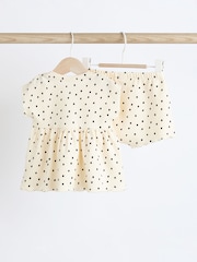 White Spot Baby Peplum Rib Top and Shorts 2 Piece Set - Image 2 of 8