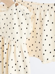 White Spot Baby Peplum Rib Top and Shorts 2 Piece Set - Image 3 of 8