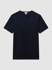 Reiss Navy Caspian Mercerised Crew Neck T-shirt - Image 2 of 6