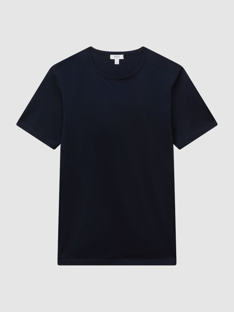 Reiss Navy Caspian Mercerised Crew Neck T-shirt - Image 2 of 6