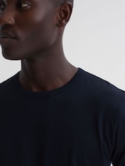 Reiss Navy Caspian Mercerised Crew Neck T-shirt - Image 4 of 6