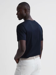 Reiss Navy Caspian Mercerised Crew Neck T-shirt - Image 5 of 6
