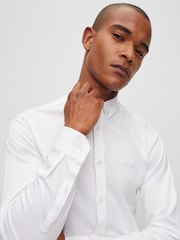 BOSS White Biado Button Down Collar Long Sleeve Shirt - Image 4 of 6