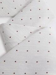 Reiss Cream Lorenzo Silk Blend Textured Polka Dot Tie - Image 3 of 5