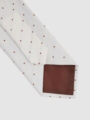 Reiss Cream Lorenzo Silk Blend Textured Polka Dot Tie - Image 4 of 5